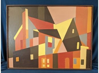 'Harvest House' Geometric Architectural Painting By Gina Marie Seriani
