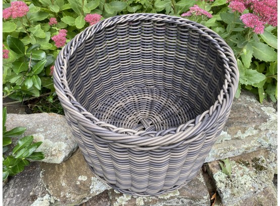 A Fabulous All-Weather Wicker Basket In A Gray & Natural Tones