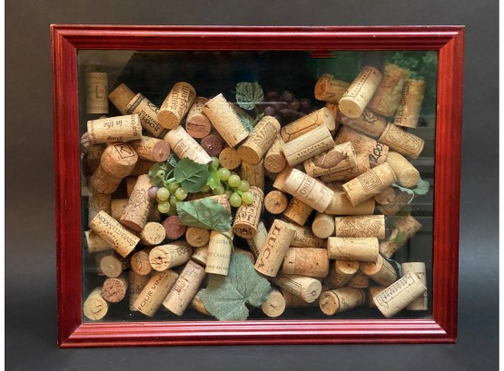 A Shadow Box Full Of Wine Corks