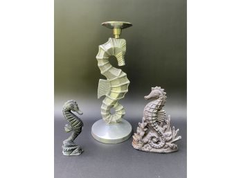 A Whimsical Collection Of Cast-Metal Seahorses