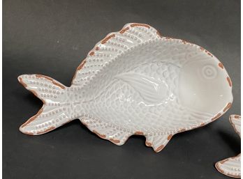 Embossed & Glazed Terracotta Fish-Form Bowls