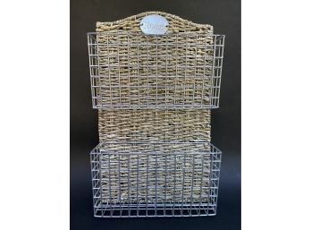 A Homey Wall Organizer In Natural Weave/Wire Basket