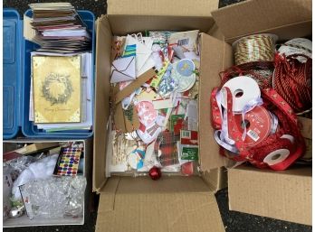 Box Lot: Ribbon, Gift Tags & Cards