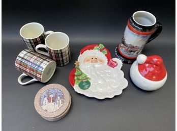 Plaid Pottery Barn Mugs & Other Christmas Tabletop Items