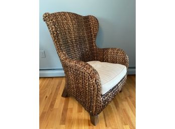 A Stunning Pottery Barn Seagrass Wingback Chair, 1 Of 2