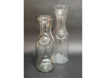 A Pair Of Vintage Glass Wine Carafes