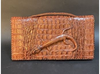An Amazing Vintage Alligator Clutch, Made In Panama
