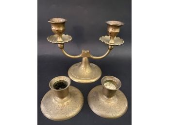 Solid Brass Candlestick Set