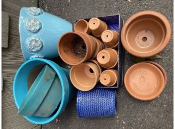 An Assortment Of Terracotta Pots & Glazed Ceramic Planters