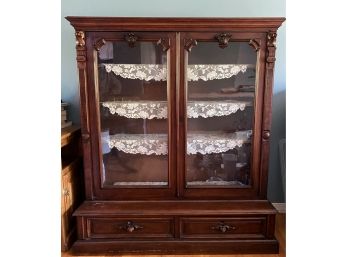 An Antique Two-Piece Display Cabinet