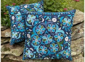 Fun Embroidered Floral Throw Pillows