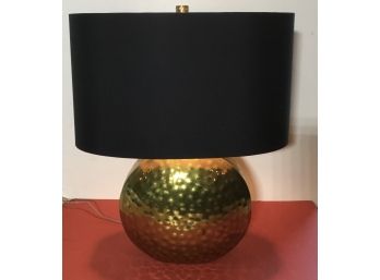 Brass Hammered Lamp, Black Shade