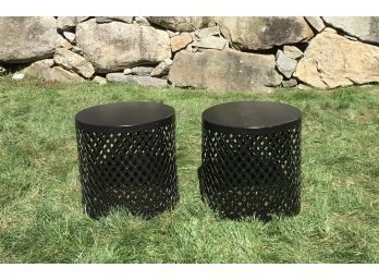Pr. Metal Black Basketweave Seats, Baskets