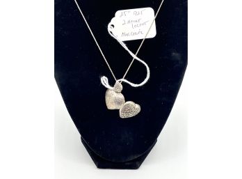 Sterling 25 Inch Necklace With Heart Locket - Marked 925 FAS