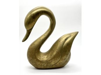 Large Vintage Brass Swan