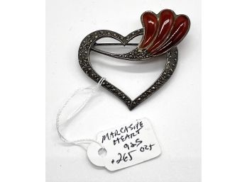 Stunning Marcasite Heart Pin