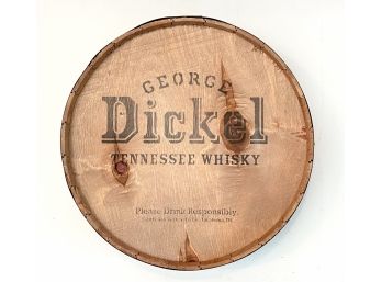 George Dickel Tennessee Whisky Wooden Barrel Top Sign