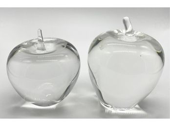 Lot Of 2 Glass Apple Desk Paper Weights - Marked Tiffany & Steuben