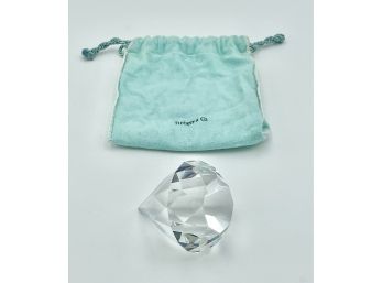 Tiffany & Co. One Pound Diamond-Shaped Cut Crystal Paperweight