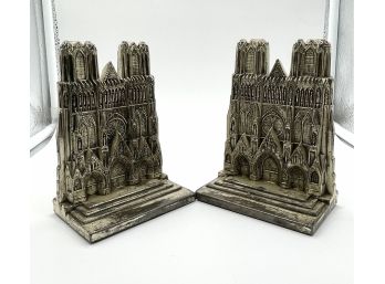 Pair Of Metal Bookends Of Notre Dame Cathedral