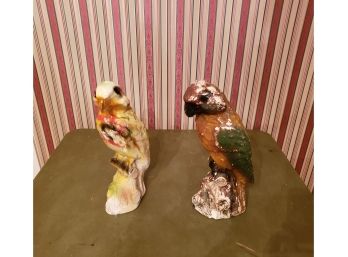 2 Vintage Parrot Statues