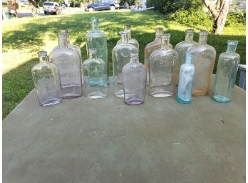 Lot Of 14  Vintage Glass Bottles