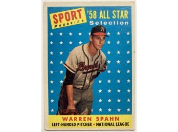 HOF Warren Spahn 1958 Topps All Star Selection Card #494