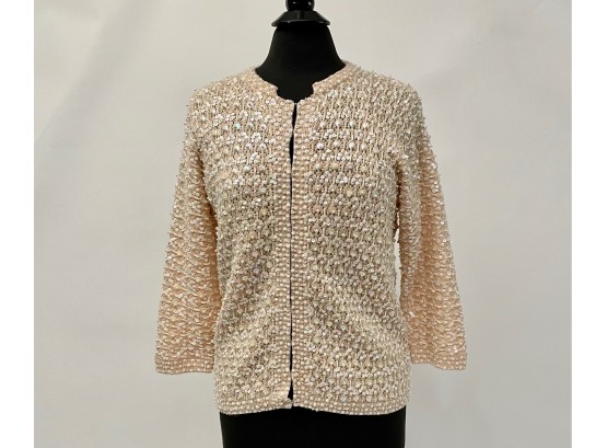 A Wool Cardigan- Hand Decorated With Sequins - Vintage