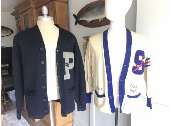 A Pair Of Amazing Vintage 1950 Wool Letterman Sweaters