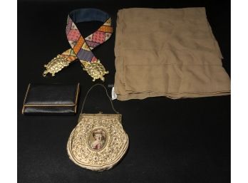 Giorgio Armani Scarf, Assorted Wallets, Vintage Gold Turtle Belt