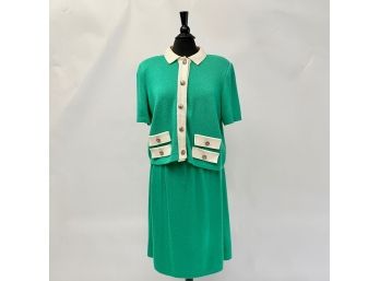 A Bright 2 Piece Acrylic Blend Skirt Suit - Vintage 80s - By Mita - Petite 16