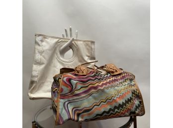 Fab Missoni Cloth Bag And A White Sequined Canvas Bag