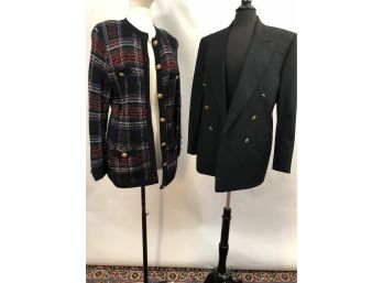 A Vintage Lanvin Wool Double Breasted Women's Jacket And A Worldly Things Cardigan - Sz 12