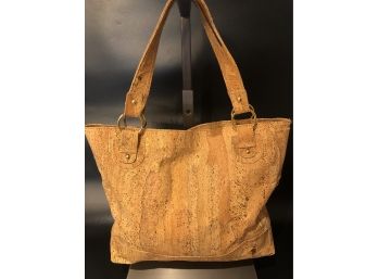 A Cork Handbag With Gold Detailing - Renewable Resource And Beautiful