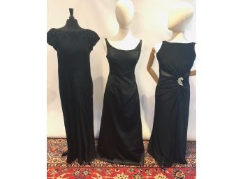 3 Remarkable Black Gowns With Eye Catching Details, Approx Sz 8
