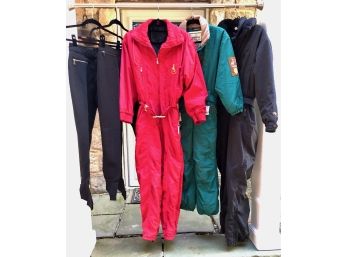 Vintage Ski Suits And Pants, Charming And Warm With Special Details. Approx Sz S/m