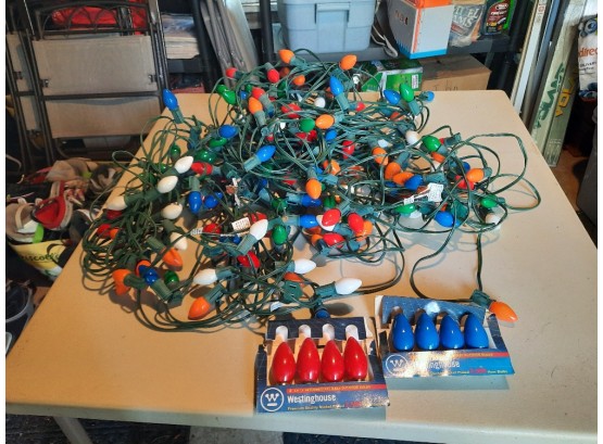 Large Lot Of Vintage Large Bulb Colored Christmas Lights - They Work!!