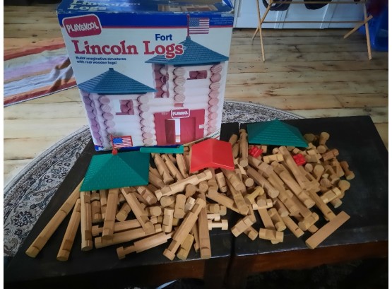 Vintage Lincoln Log Fort By Playschool Wooden Log Building Toy