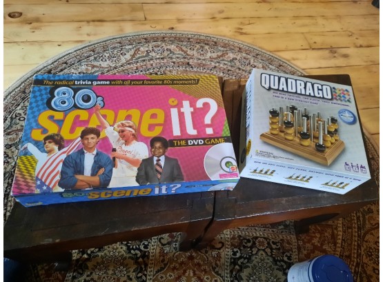 2-Piece Game Lot: 1). Scene It  DVD Game Is New In Sealed Box 2). Quadrago - Wooden Mindtwister