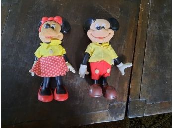 Vintage 8' Mickey Mouse & Minnie Mouse Plush Dakin Walt Disney Productions 1960s