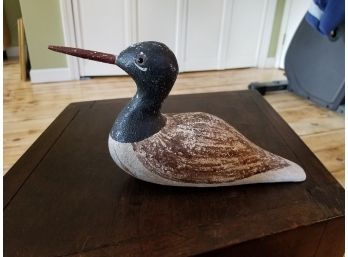 Very Nice Carved Folk-art Duck In Nice Condition. Has Small Crack Along Lower Left Side (see Picture) And Has