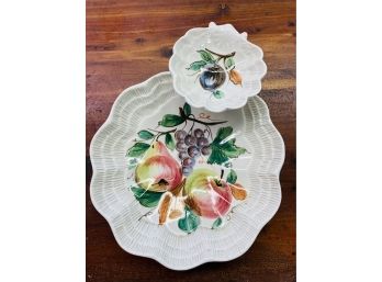 Beautiful Chip And Dip Or Vegetables And Dip Platter With Attached Dip Holder Made Italy