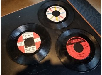 3 Vintage 45 Records With Iconic Songs On Them.