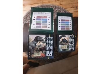 2 Sets Of Dinosaur Discovery Rubber Stamps With Fact Book Panorama Learning Kit