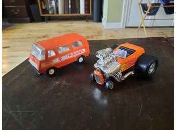 Pair Of Vintage Toy Vehicles TONKA Emergency Van And RAD ROD Hot Rod
