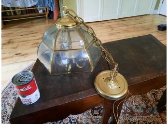 Vintage Hanging Glass & Brass Ceiling Light Fixture