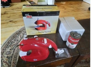 Mini Rex Battery Operated Sewing Machine In Original Box - Tested And Works Perfectly.