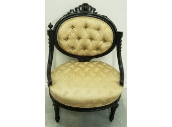 Antique Victorian Gold And Pink Upholstered Chair
