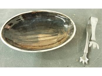 Ceramic Bowl And Tongs