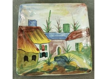 Hand Painted Italy Houses Hanging Plate Deco
